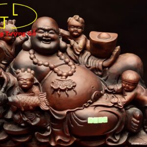 Di Lặc ngũ tiểu song nghê gỗ trắc.