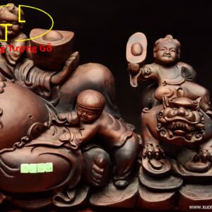 Di Lặc ngũ tiểu song nghê gỗ trắc.