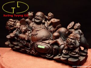 Di Lặc ngũ tiểu song nghê gỗ trắc.