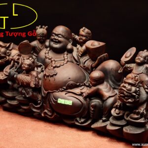 Di Lặc ngũ tiểu song nghê gỗ trắc.