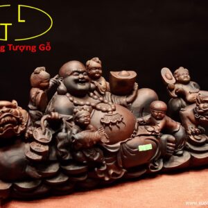 Di Lặc ngũ tiểu song nghê gỗ trắc.