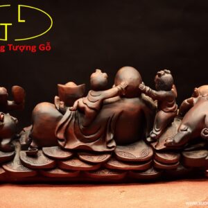 Di Lặc ngũ tiểu song nghê gỗ trắc.