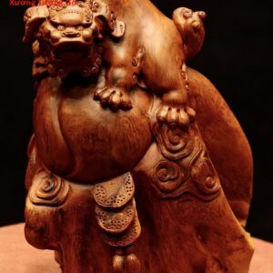 Nghê đứng núi tiền gỗ hương