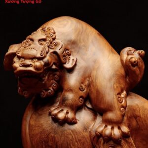 Nghê đứng núi tiền gỗ hương
