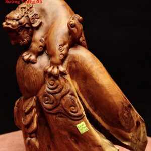 Nghê đứng núi tiền gỗ hương