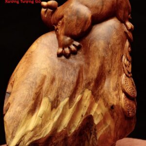 Nghê đứng núi tiền gỗ hương