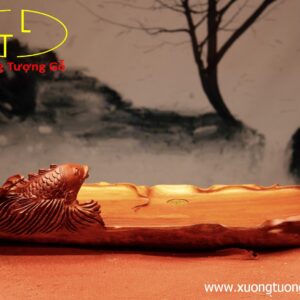 Khay trà cá chép gỗ hương.