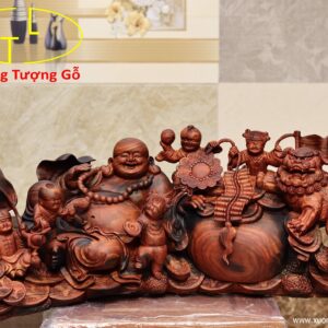 Di Lặc ngũ tiểu( ngũ phúc) nghê gỗ trắc.