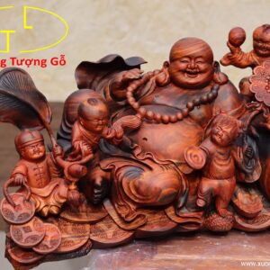 Di Lặc ngũ tiểu( ngũ phúc) nghê gỗ trắc.