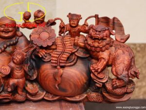Di Lặc ngũ tiểu( ngũ phúc) nghê gỗ trắc.