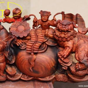 Di Lặc ngũ tiểu( ngũ phúc) nghê gỗ trắc.