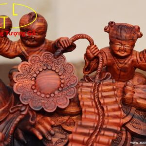 Di Lặc ngũ tiểu( ngũ phúc) nghê gỗ trắc.