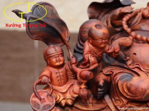 Di Lặc ngũ tiểu( ngũ phúc) nghê gỗ trắc.