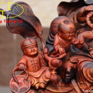 Di Lặc ngũ tiểu( ngũ phúc) nghê gỗ trắc.