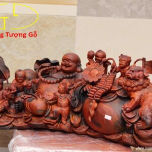 Di Lặc ngũ tiểu( ngũ phúc) nghê gỗ trắc.