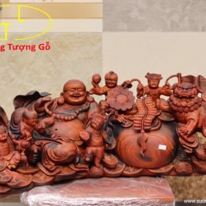 Di Lặc ngũ tiểu( ngũ phúc) nghê gỗ trắc.