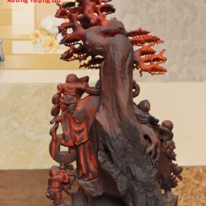 Di Lặc ngũ tiểu đứng cây tùng gỗ trắc