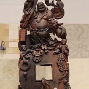 Di lặc ngũ tiểu đứng tiền gỗ trắc.