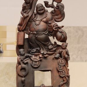 Di lặc ngũ tiểu đứng tiền gỗ trắc.