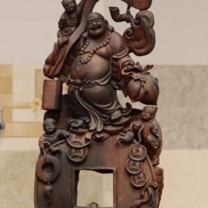 Di lặc ngũ tiểu đứng tiền gỗ trắc.