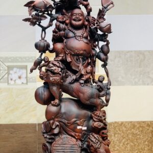Di Lặc ngũ tiểu vác đào đứng nghê trắc đỏ đen.