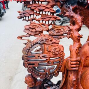 Di Lặc nhị tiểu song nghê đứng tùng gỗ trắc.