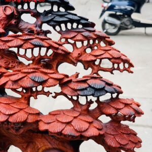 Di Lặc nhị tiểu song nghê đứng tùng gỗ trắc.