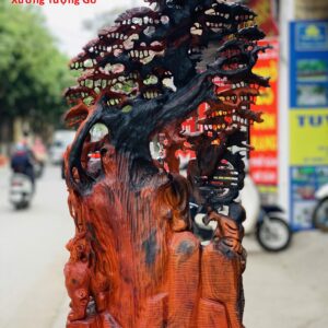 Di Lặc nhị tiểu song nghê đứng tùng gỗ trắc.