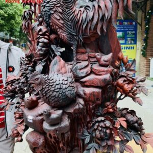 Gia đình gà hoa phù dung gỗ trắc