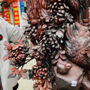 Gia đình gà hoa phù dung gỗ trắc
