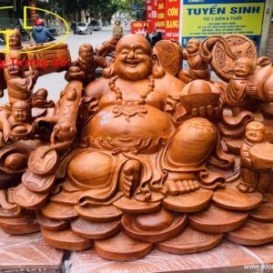 Di Lặc cửu tiểu cầm gậy như ý gỗ hương ta.