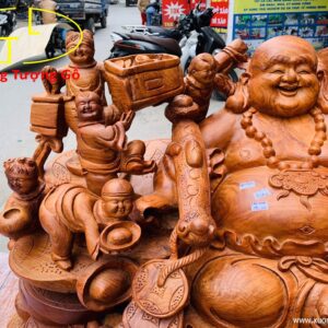Di Lặc cửu tiểu cầm gậy như ý gỗ hương ta.
