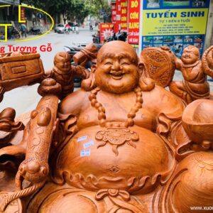 Di Lặc cửu tiểu cầm gậy như ý gỗ hương ta.