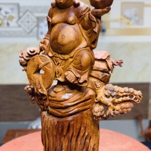 Di Lặc đứng tùng cầm vàng gỗ hương