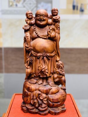 Di Lặc cầm gậy như ý gỗ sưa