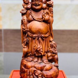 Di Lặc cầm gậy như ý gỗ sưa