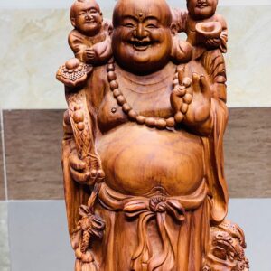 Di Lặc cầm gậy như ý gỗ sưa