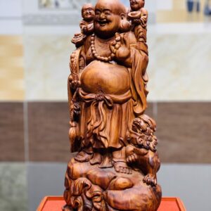 Di Lặc cầm gậy như ý gỗ sưa