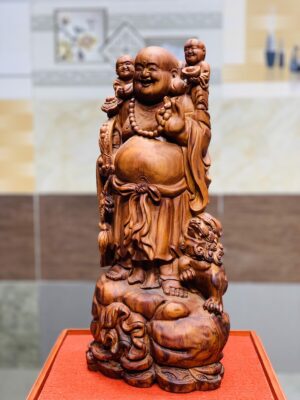 Di Lặc cầm gậy như ý gỗ sưa