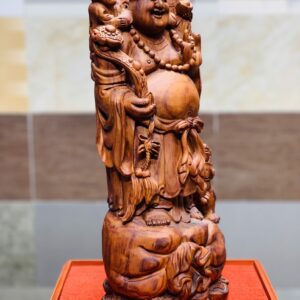 Di Lặc cầm gậy như ý gỗ sưa
