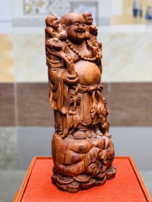 Di Lặc cầm gậy như ý gỗ sưa