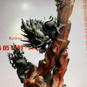 Đạt Ma ngự song long gỗ trắc