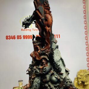 Đạt Ma ngự song long gỗ trắc