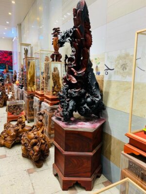 Đạt Ma ngự song long gỗ trắc