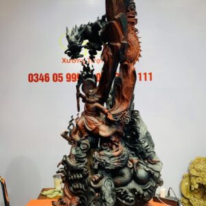 Đạt Ma ngự song long gỗ trắc
