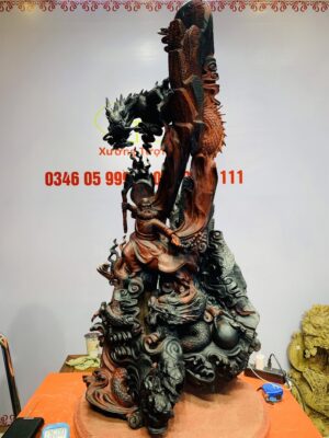Đạt Ma ngự song long gỗ trắc