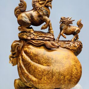 Hỏa kỳ lân mẫu tử gỗ nu hương
