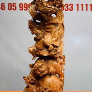 Đạt Ma cưỡi nghê rồng gỗ hương đá