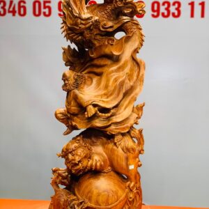 Đạt Ma cưỡi nghê rồng gỗ hương đá