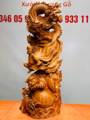 Đạt Ma cưỡi nghê rồng gỗ hương đá